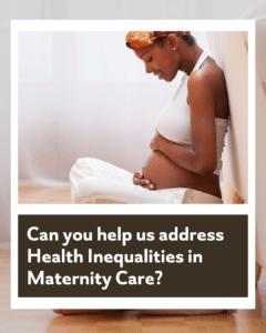 Health inequalities in Maternity Care - a Black mother holds her pregnant belly