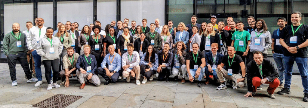 Group photo outside Google London Offices. 