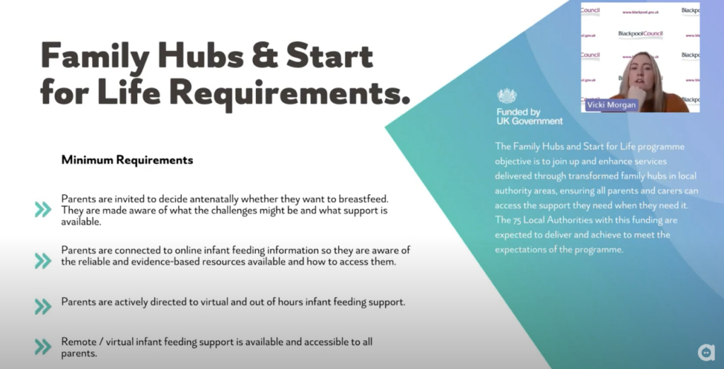 Youtube Webinar Screenshot - Webinar 3 which details the Family Hubs and Start for Life requirements that Anya meets for Blackpool Council users. 