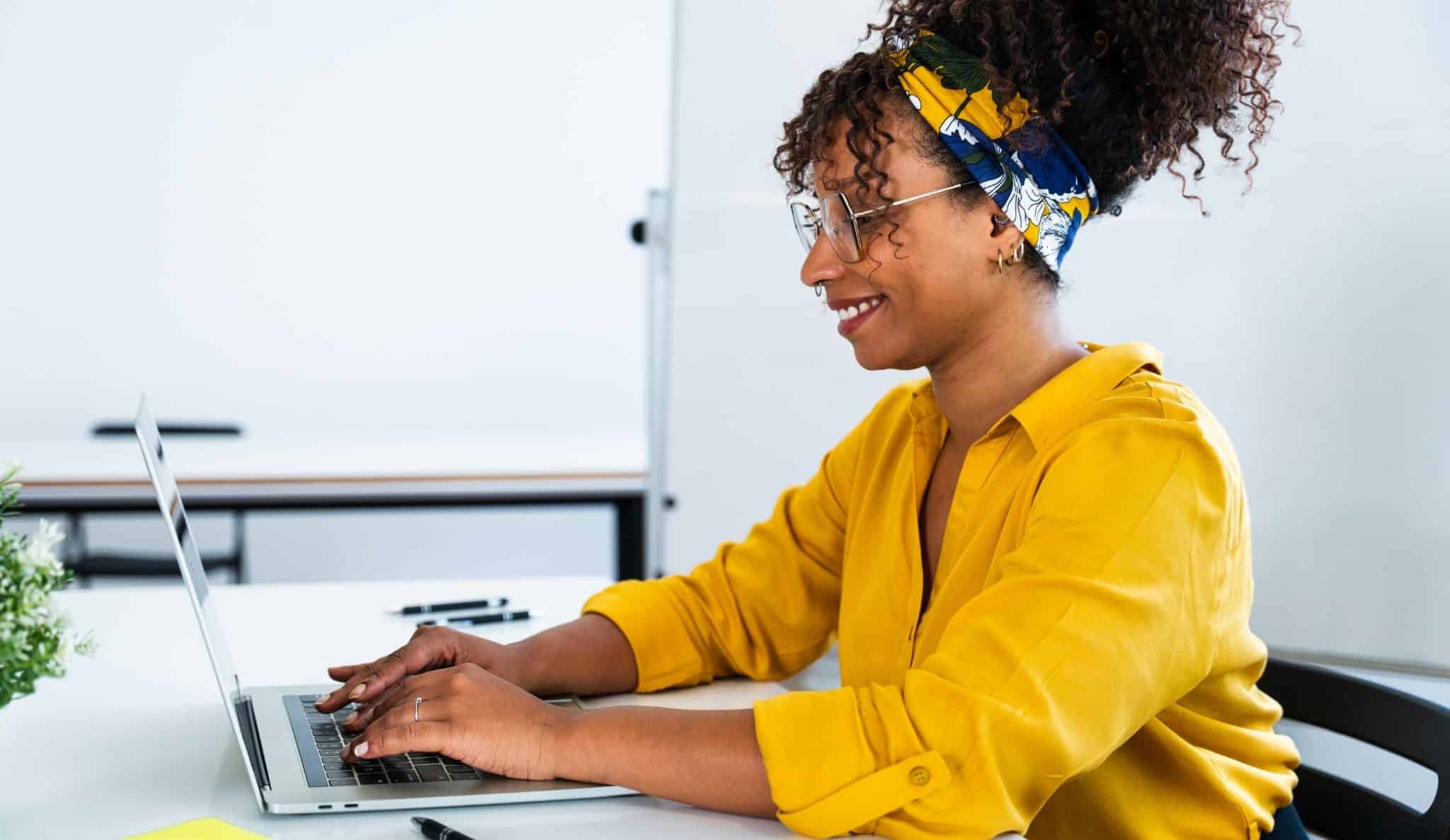 woman at work at a computer