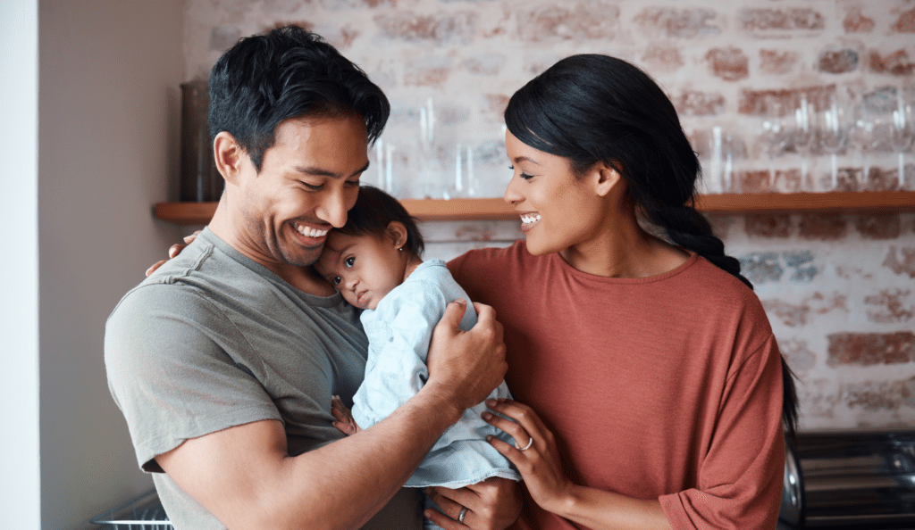 happy parents with baby